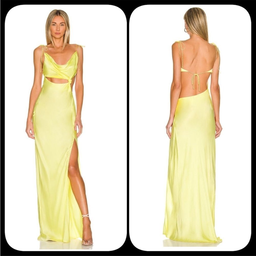 FOR LOVE & LEMONS Kyra Cut Out Maxi Dress In Lemon size L